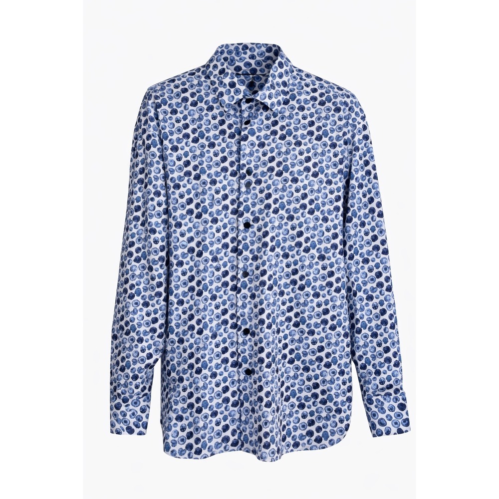 Visconti Black Blue Dot Print Shirt Mens 3XLB Stretch Cotton Button Up